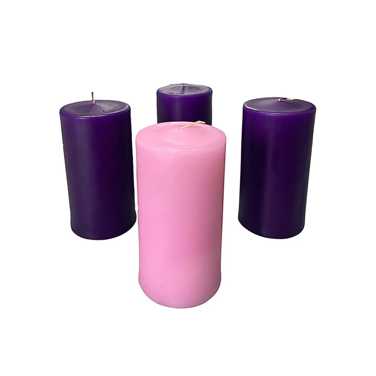 Candela ceri Liturgia in confezione da 3 ceri viola + 1 cero rosa. Dimensioni 7x14 cm