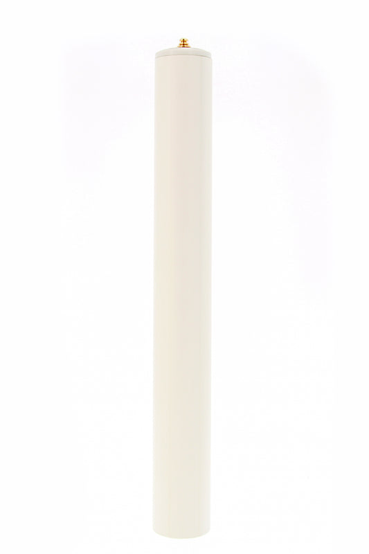 Candela a cera liquida con cartuccia diametro 4 cm e altezza 30 cm.