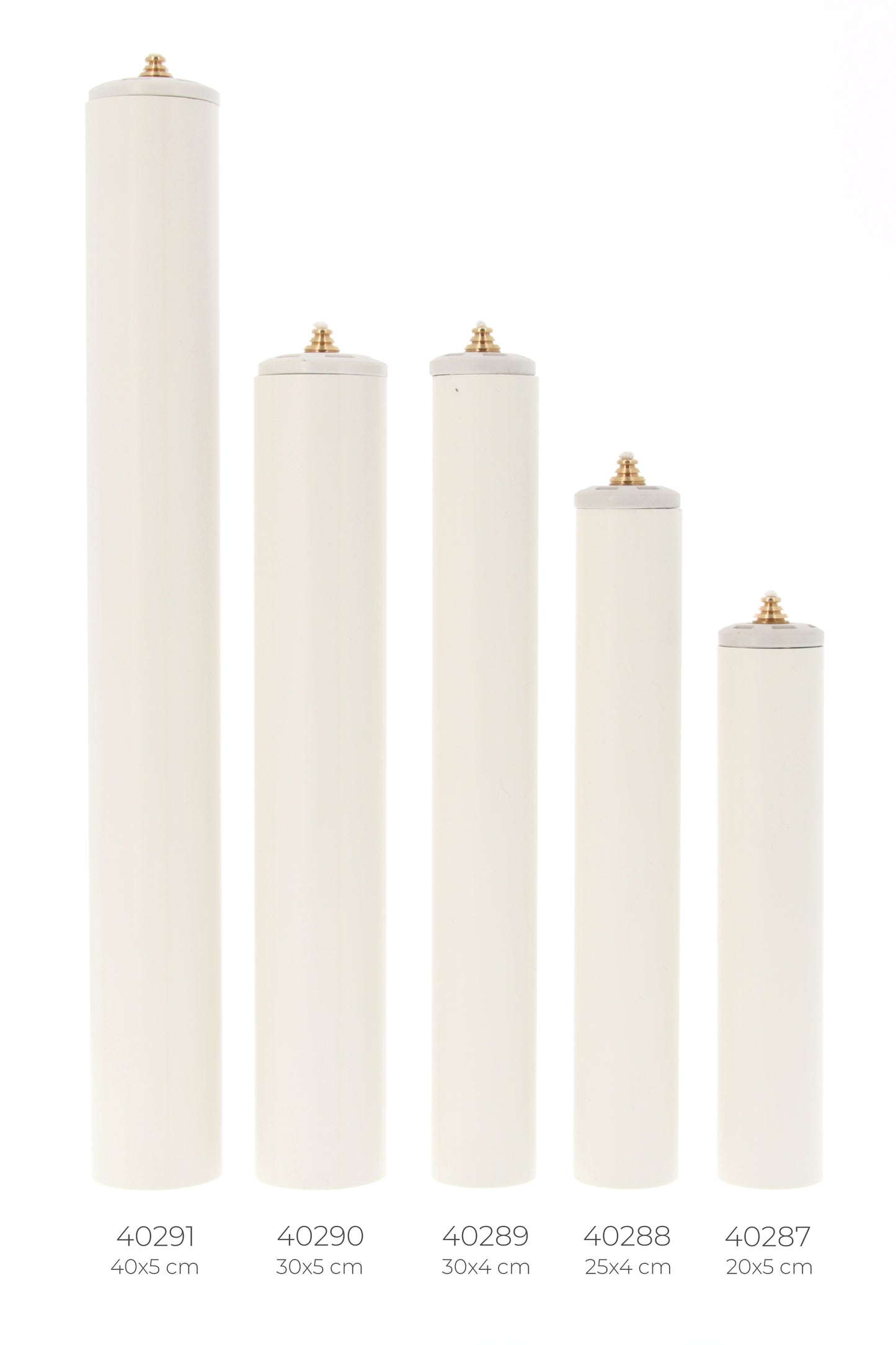 Candela a cera liquida con cartuccia diametro 4 cm e altezza 25 cm.