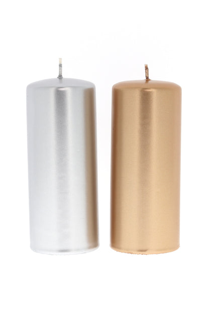 Candela cero color oro o argento. Dimensioni 5x13 cm