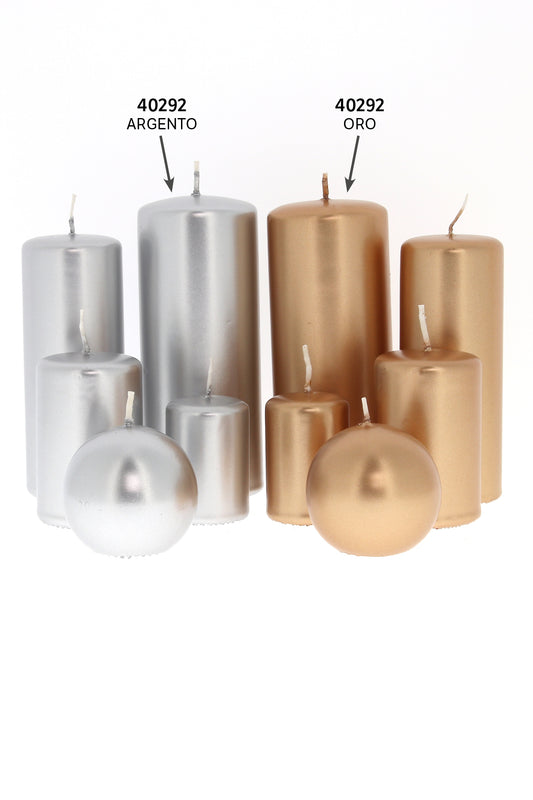 Candela cero color oro o argento. Dimensioni 6x15 cm