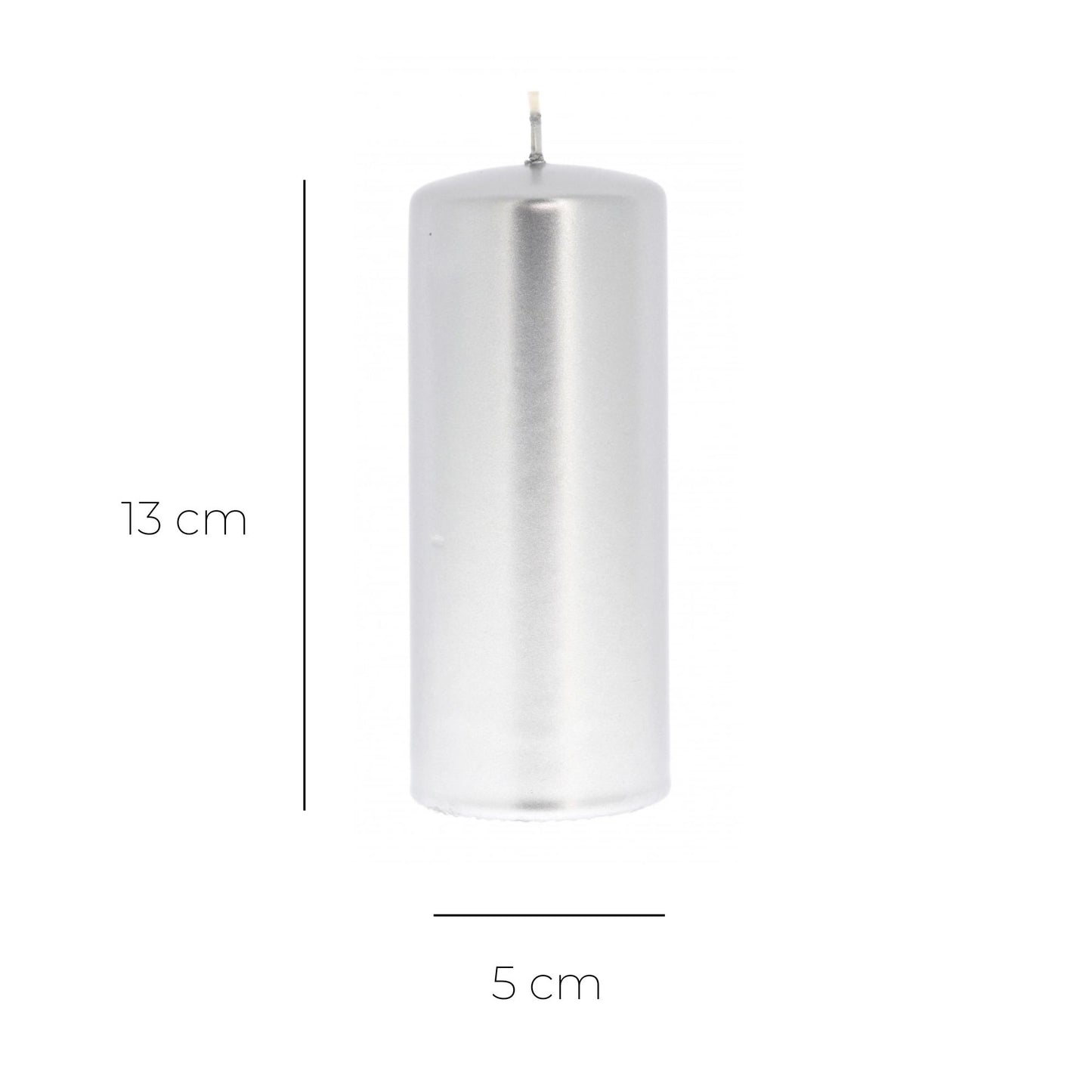 Candela cero color oro o argento. Dimensioni 5x13 cm