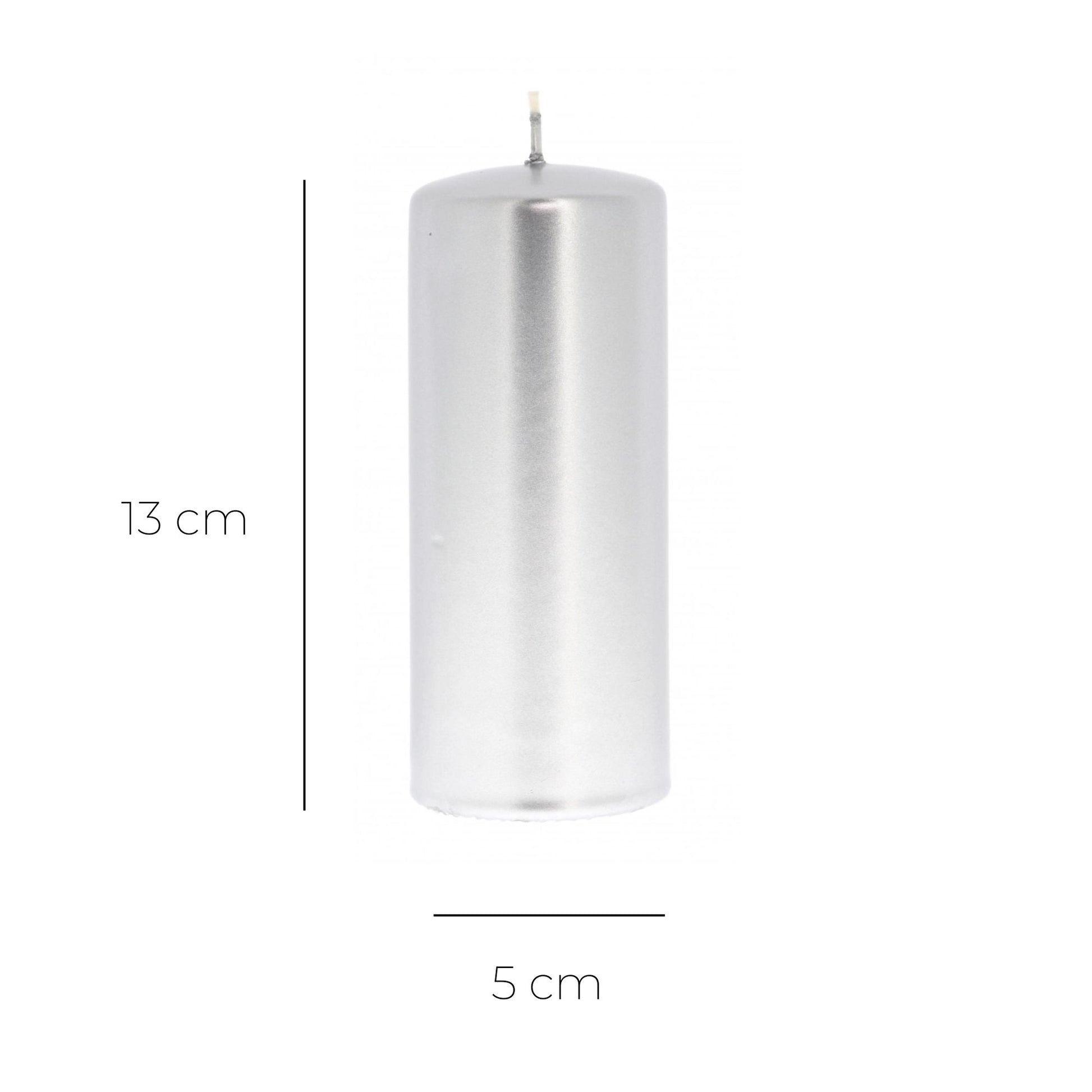 Candela cero color oro o argento. Dimensioni 5x13 cm
