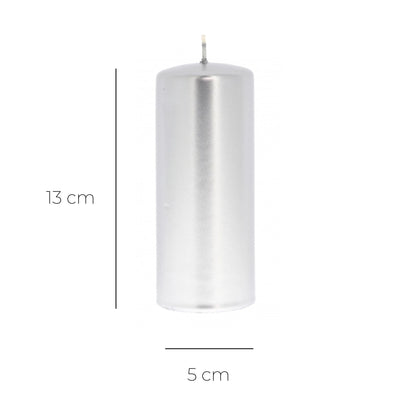 Candela cero color oro o argento. Dimensioni 5x13 cm