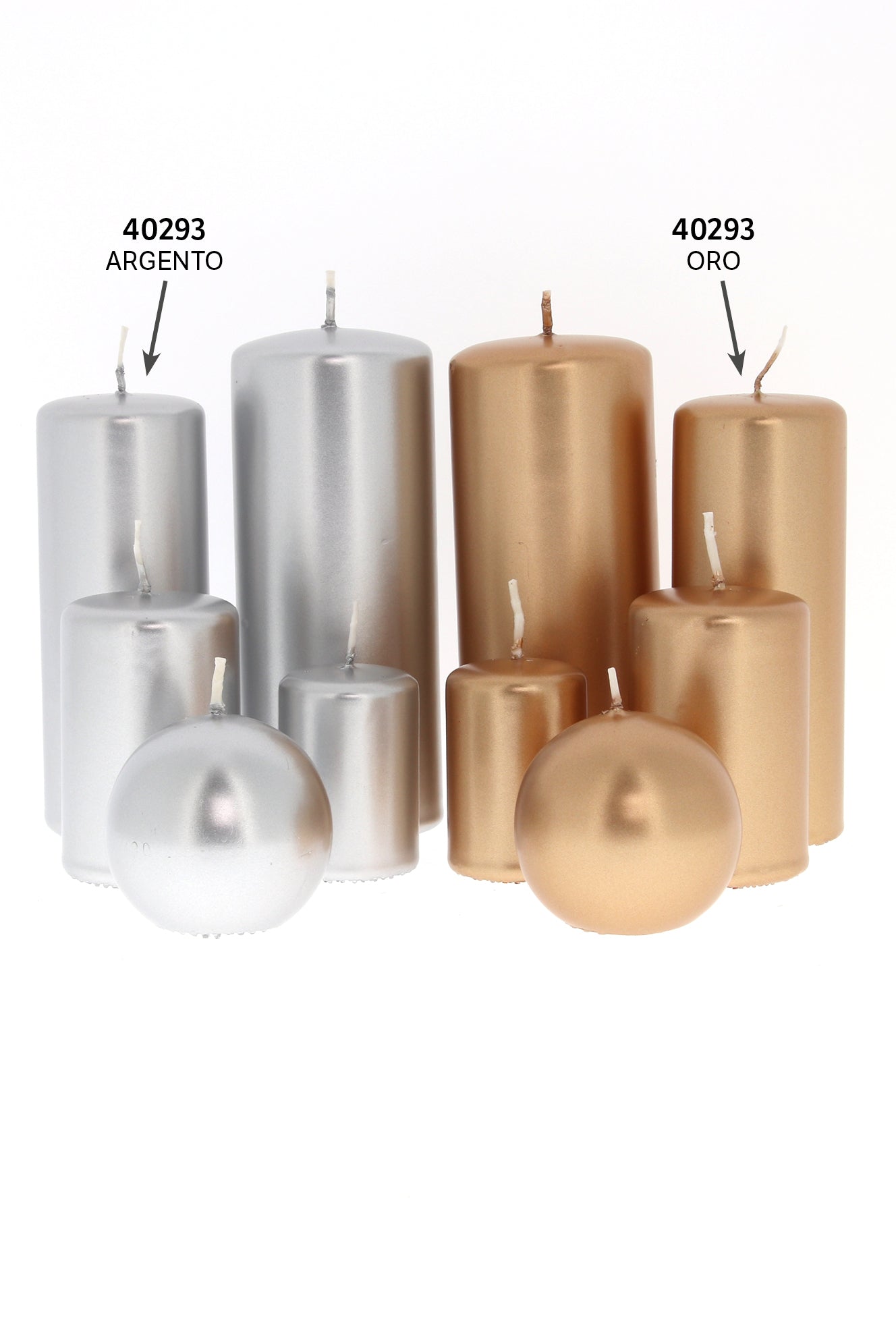Candela cero color oro o argento. Dimensioni 5x13 cm
