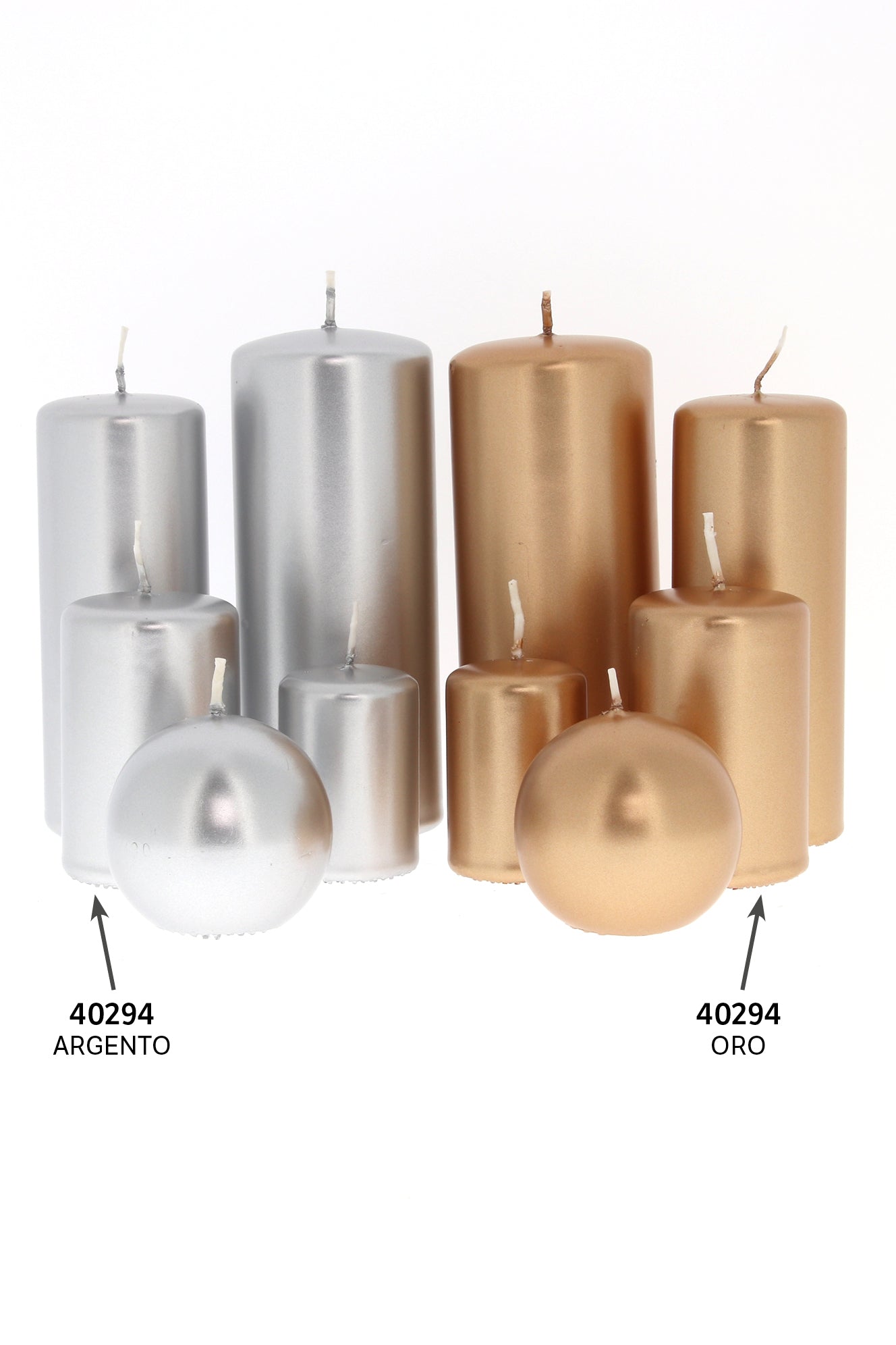 Candela cero color oro o argento. Dimensioni 5x8 cm