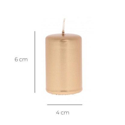 Candela cero color oro o argento. Dimensioni 4x6 cm