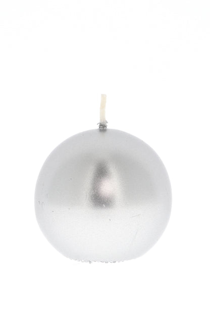 Candela cero a sfera color oro o argento. Diametro 6 cm