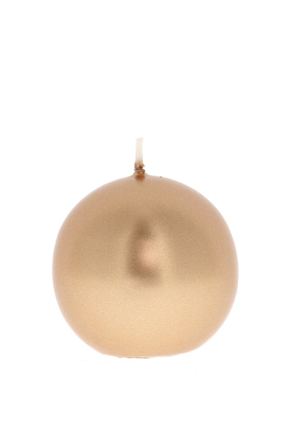 Candela cero a sfera color oro o argento. Diametro 6 cm