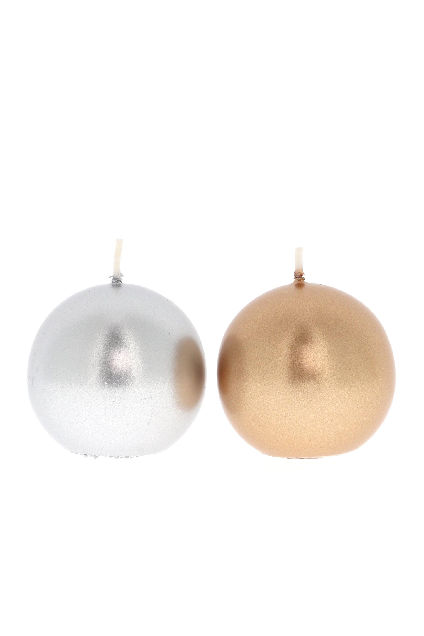 Candela cero a sfera color oro o argento. Diametro 6 cm
