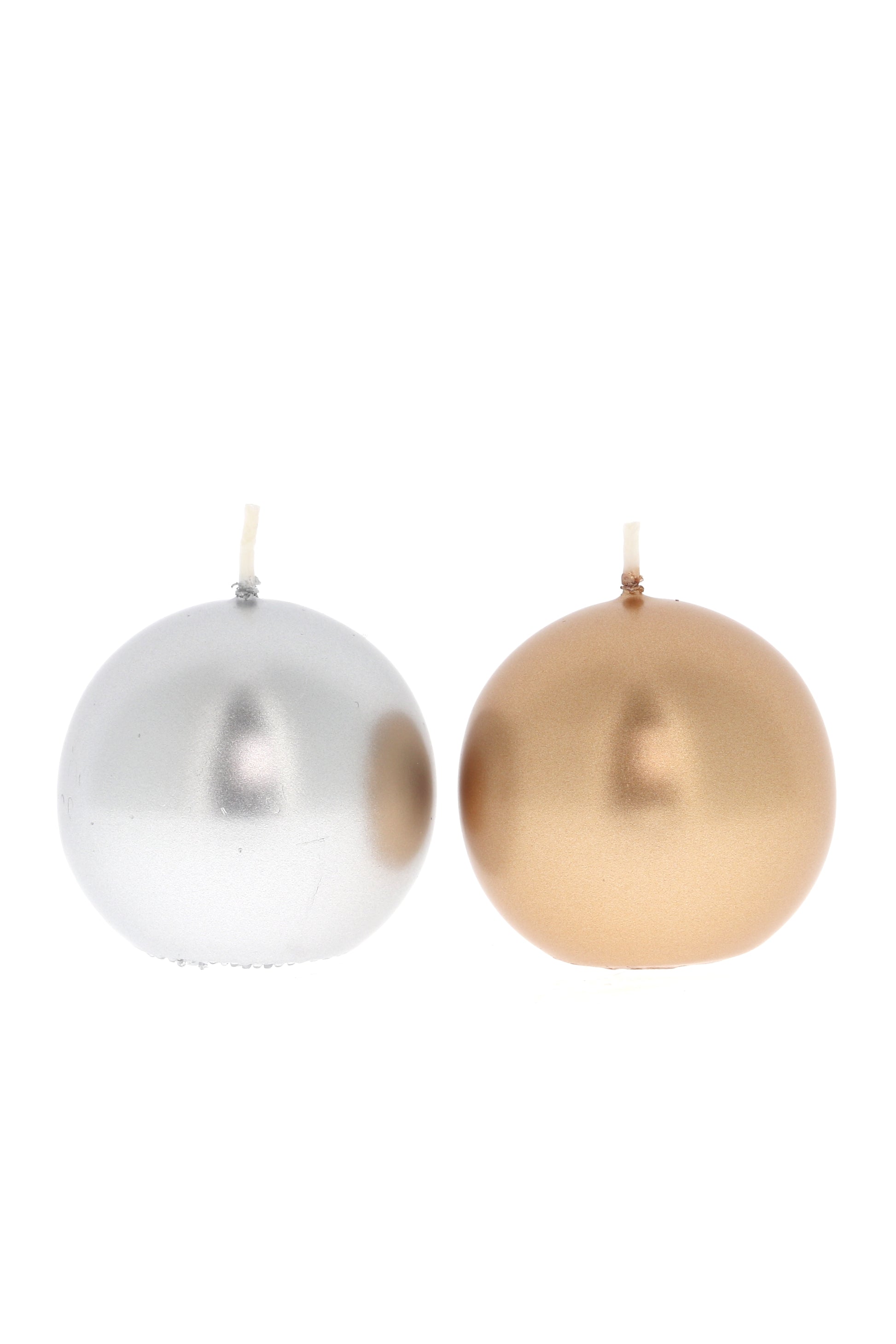 Candela cero a sfera color oro o argento. Diametro 6 cm