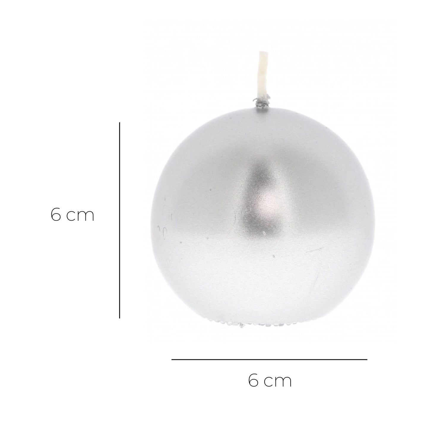 Candela cero a sfera color oro o argento. Diametro 6 cm