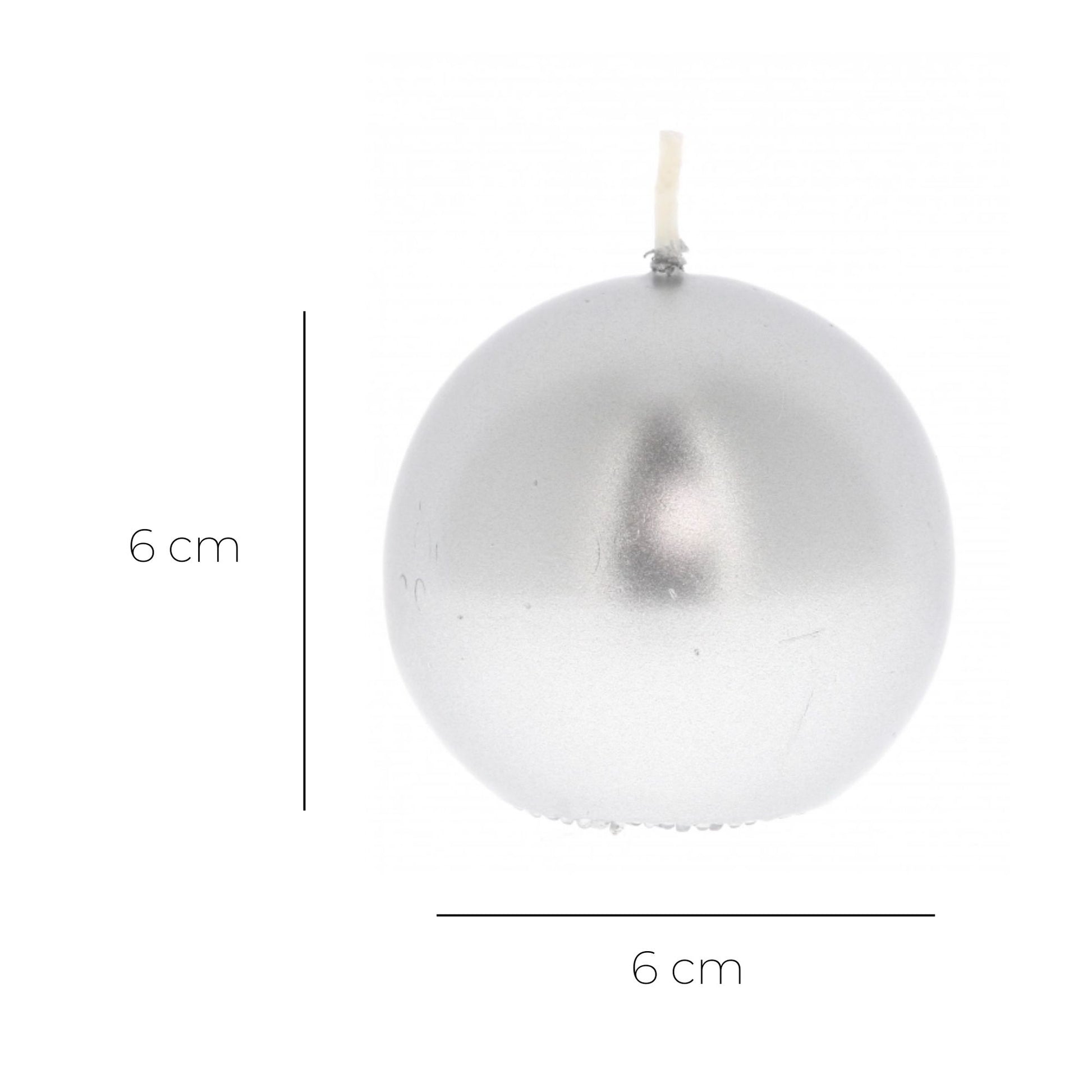 Candela cero a sfera color oro o argento. Diametro 6 cm