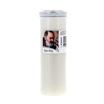 Lumino votivo in cera bianca e portalumino in plastica bianco  h.14,5 cm
