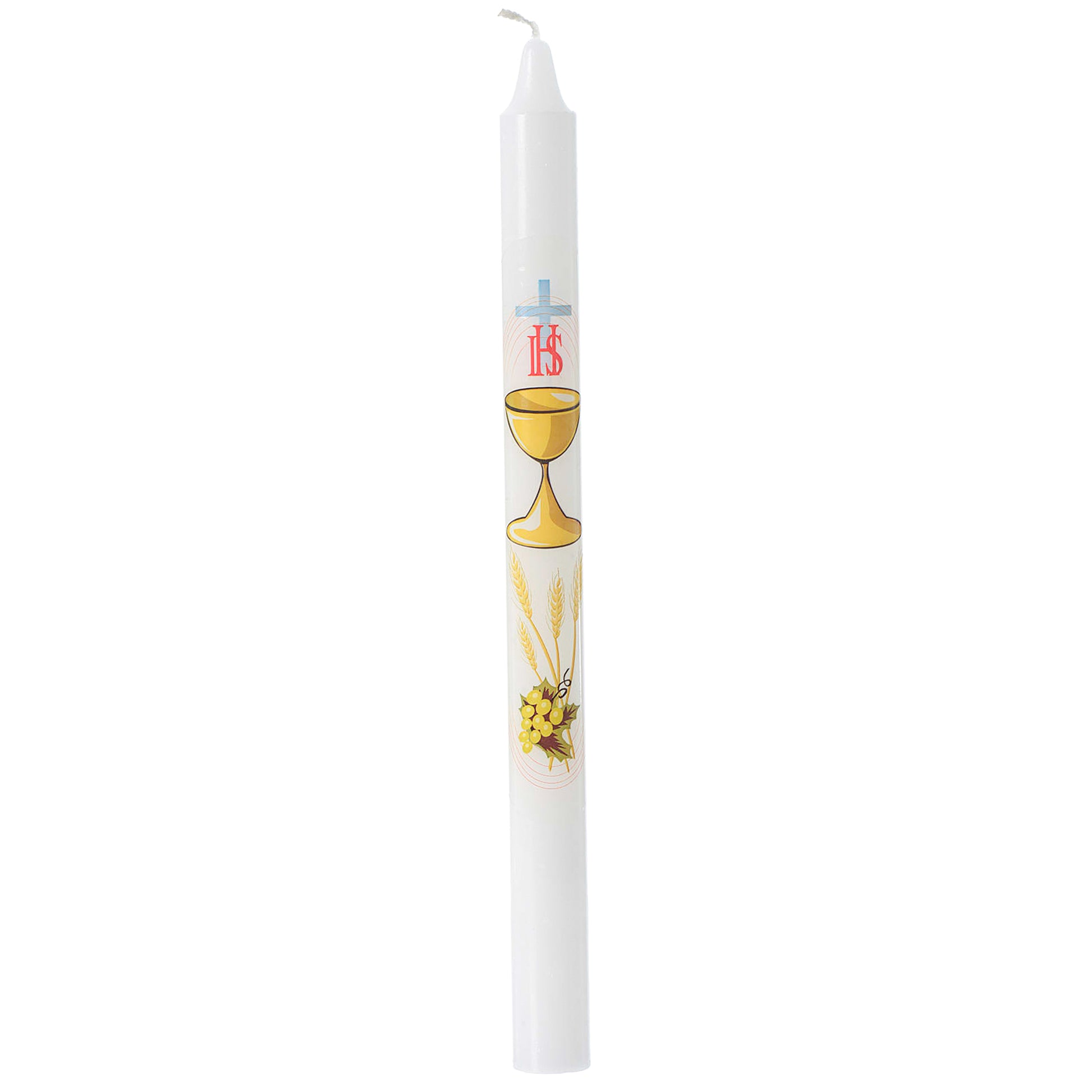 Candela per Comunione in busta trasparente. Dimensioni 2x27 cm