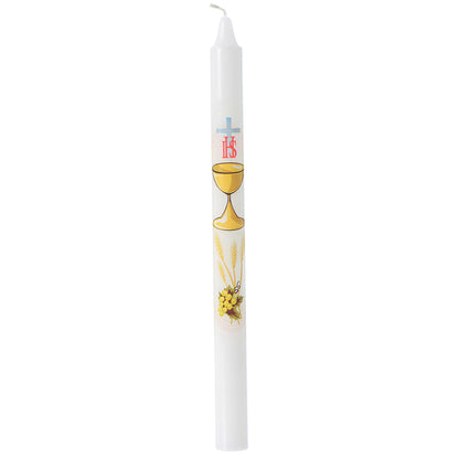 Candela per Comunione in busta trasparente. Dimensioni 2x27 cm