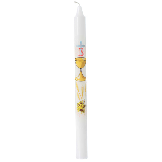Candela per Comunione in busta trasparente. Dimensioni 2x27 cm