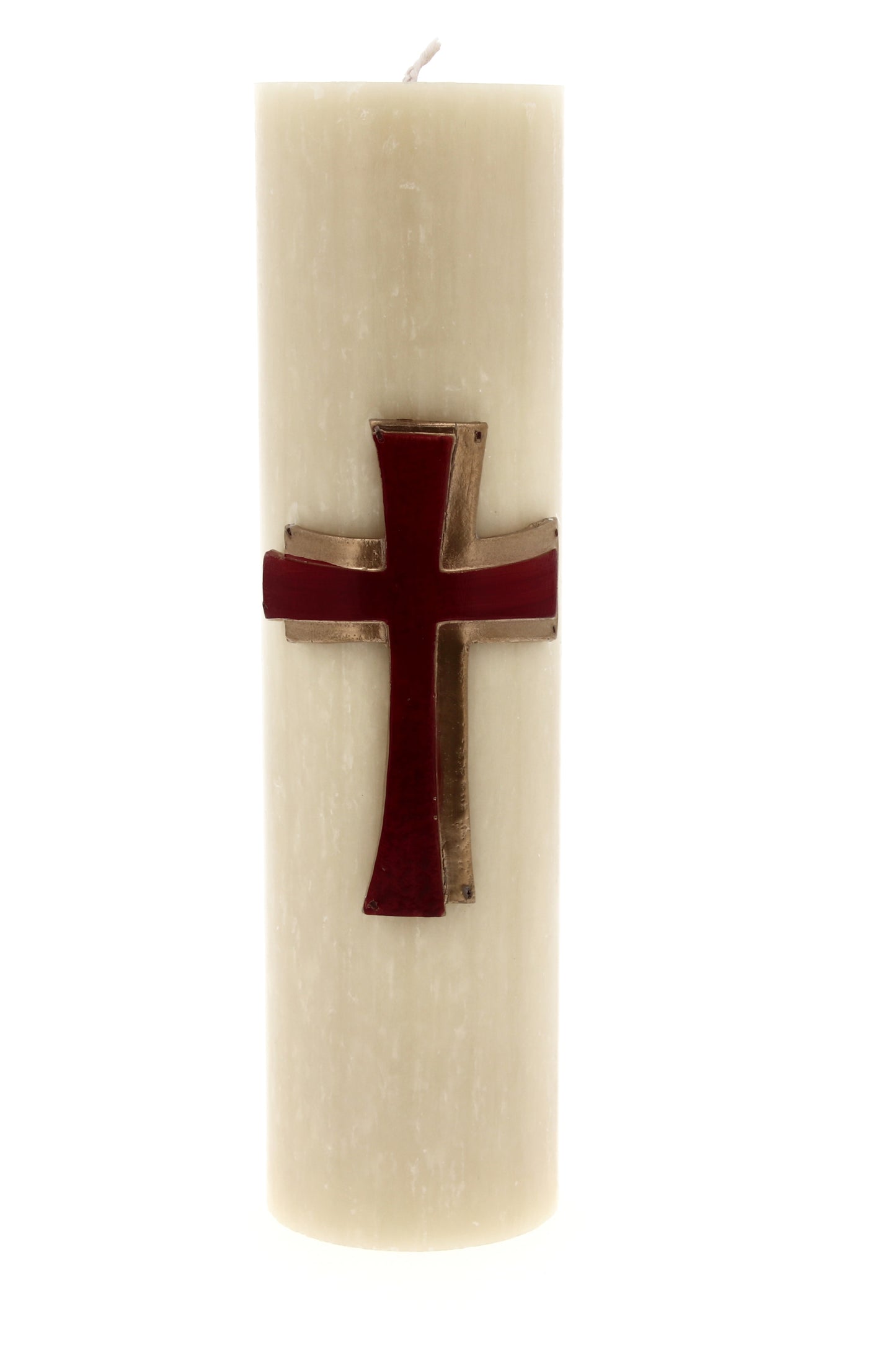 Candela Cero in cera d'api con decorazione in bassorilievo. Dimensioni 8x30 cm