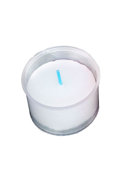 Lumino votivo in plastica trasparente. Diametro 5,2x8 cm