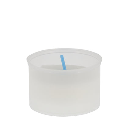 Lumino votivo in plastica trasparente. Diametro 5,2x8 cm
