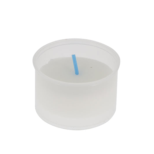 Lumino votivo in plastica trasparente. Diametro 5,2x8 cm