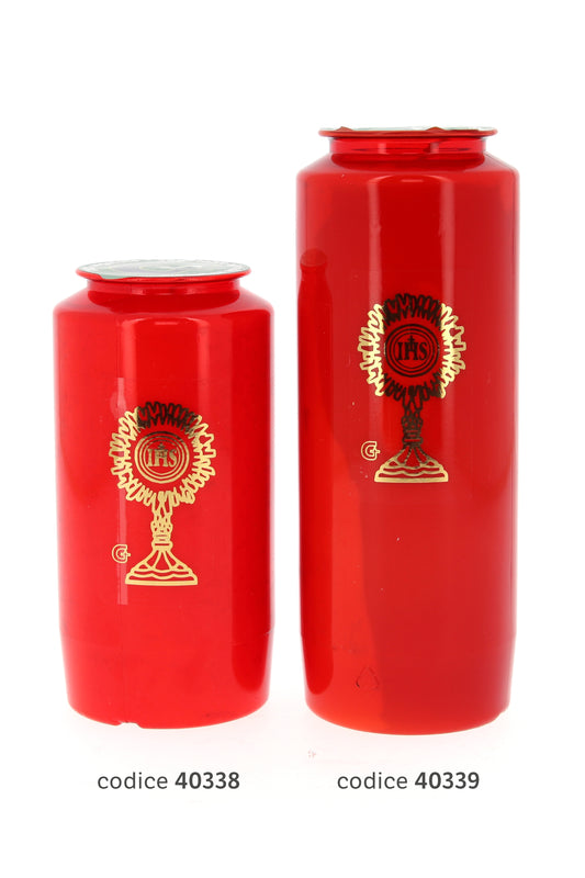 Cero liturgico in cera vegetale, durata 170 h. Dimensioni 6,4x13,5 cm