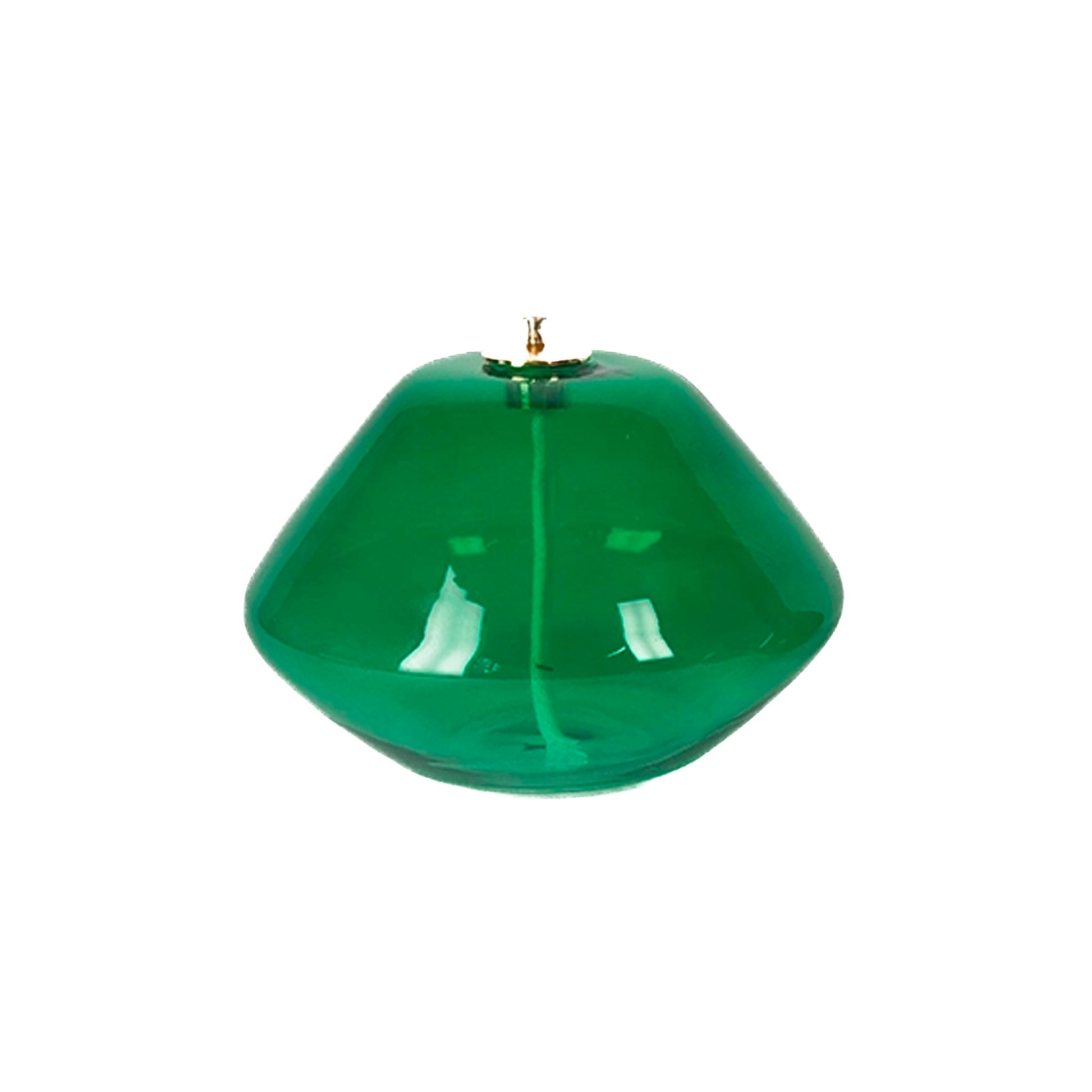 Lume a cera liquida in vetro soffiato colorato. Dimensioni 14x10 cm
