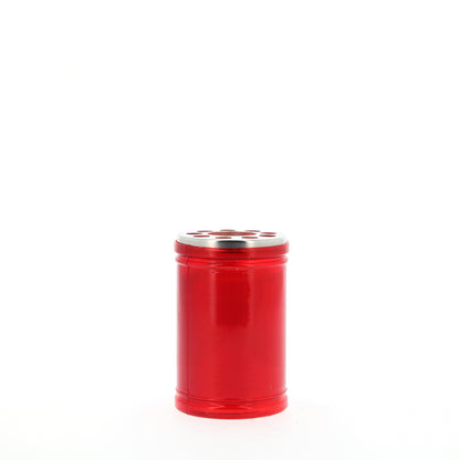 Lumino votivo in plastica rossa con immagine Madonna 6,5x10 cm. durata dalle 24 alle 30 h