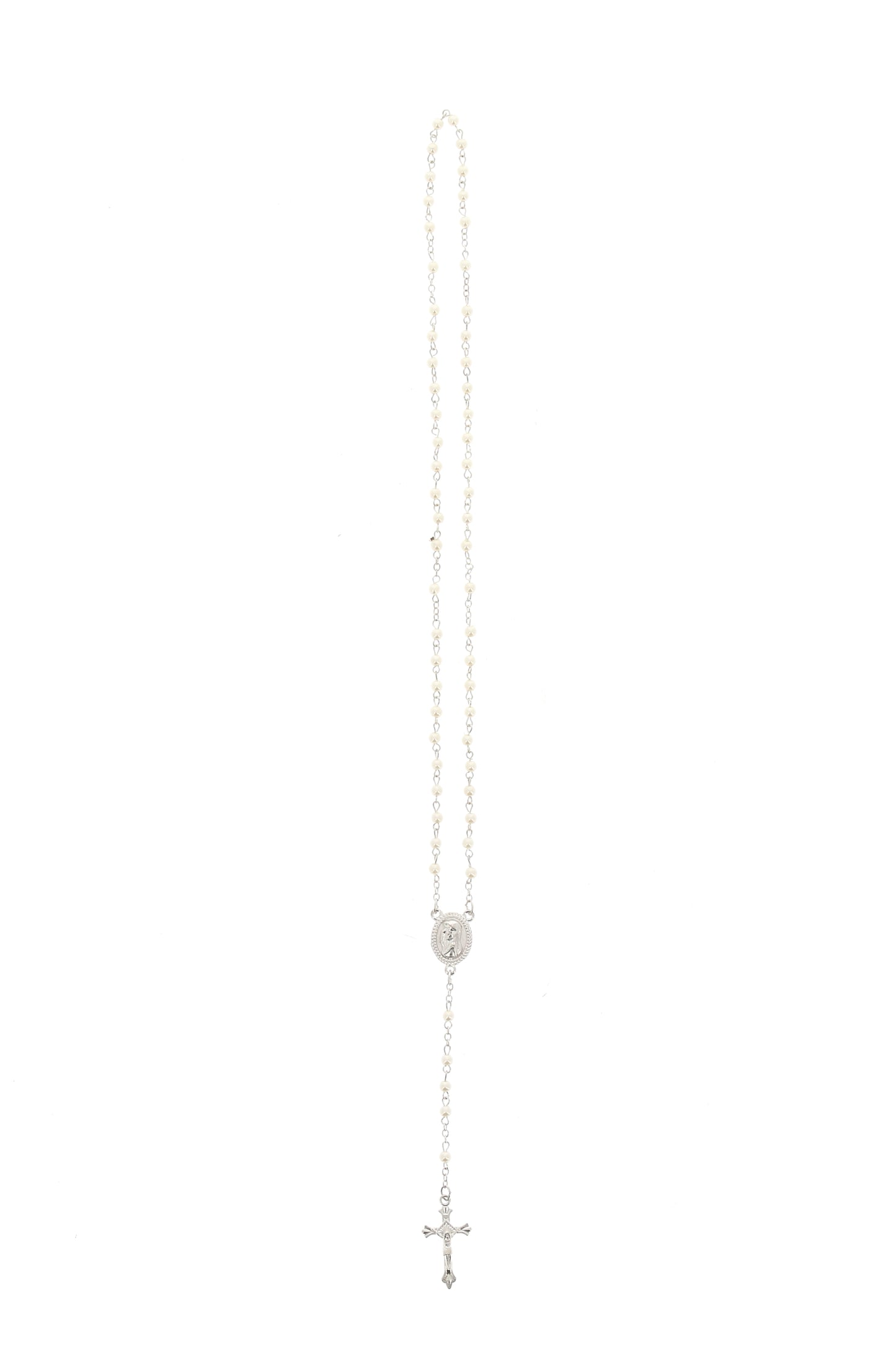 Ricordino Battesimo - Confezione con candela e corona del rosario - Bambino. Lunghezza 26 cm