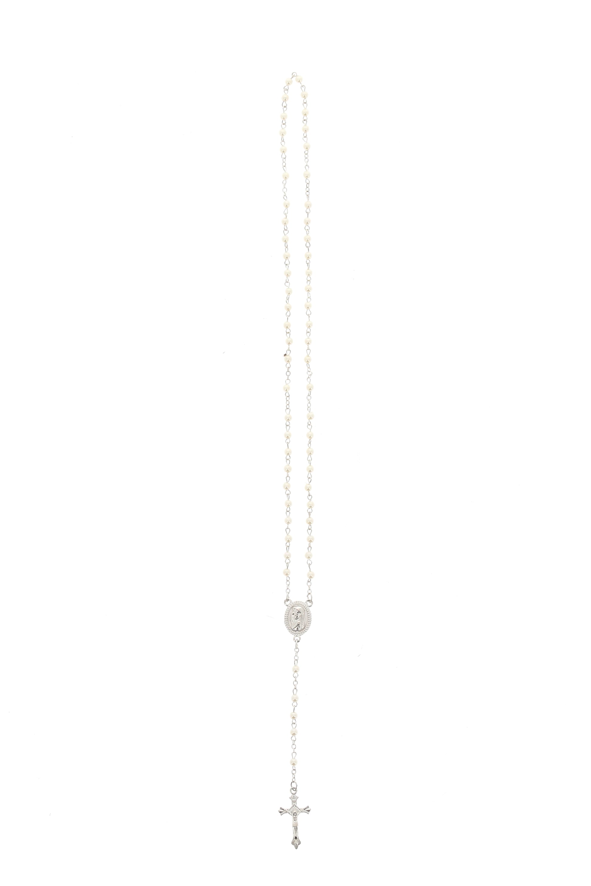 Ricordino Battesimo - Confezione con candela e corona del rosario - Bambino. Lunghezza 26 cm