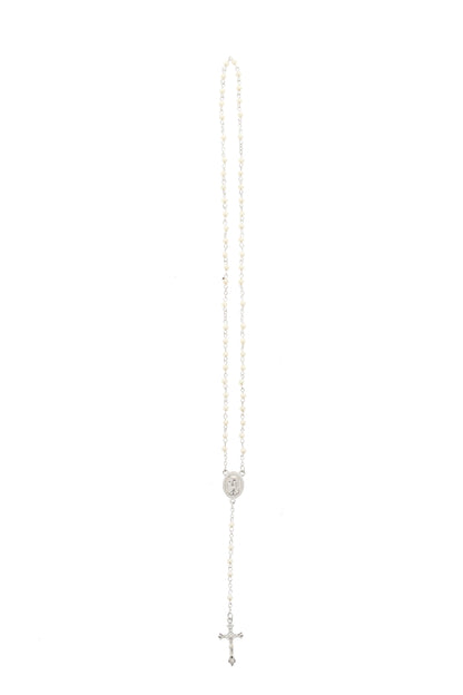 Ricordino Battesimo - Confezione con candela e corona del rosario - Bambino. Lunghezza 26 cm