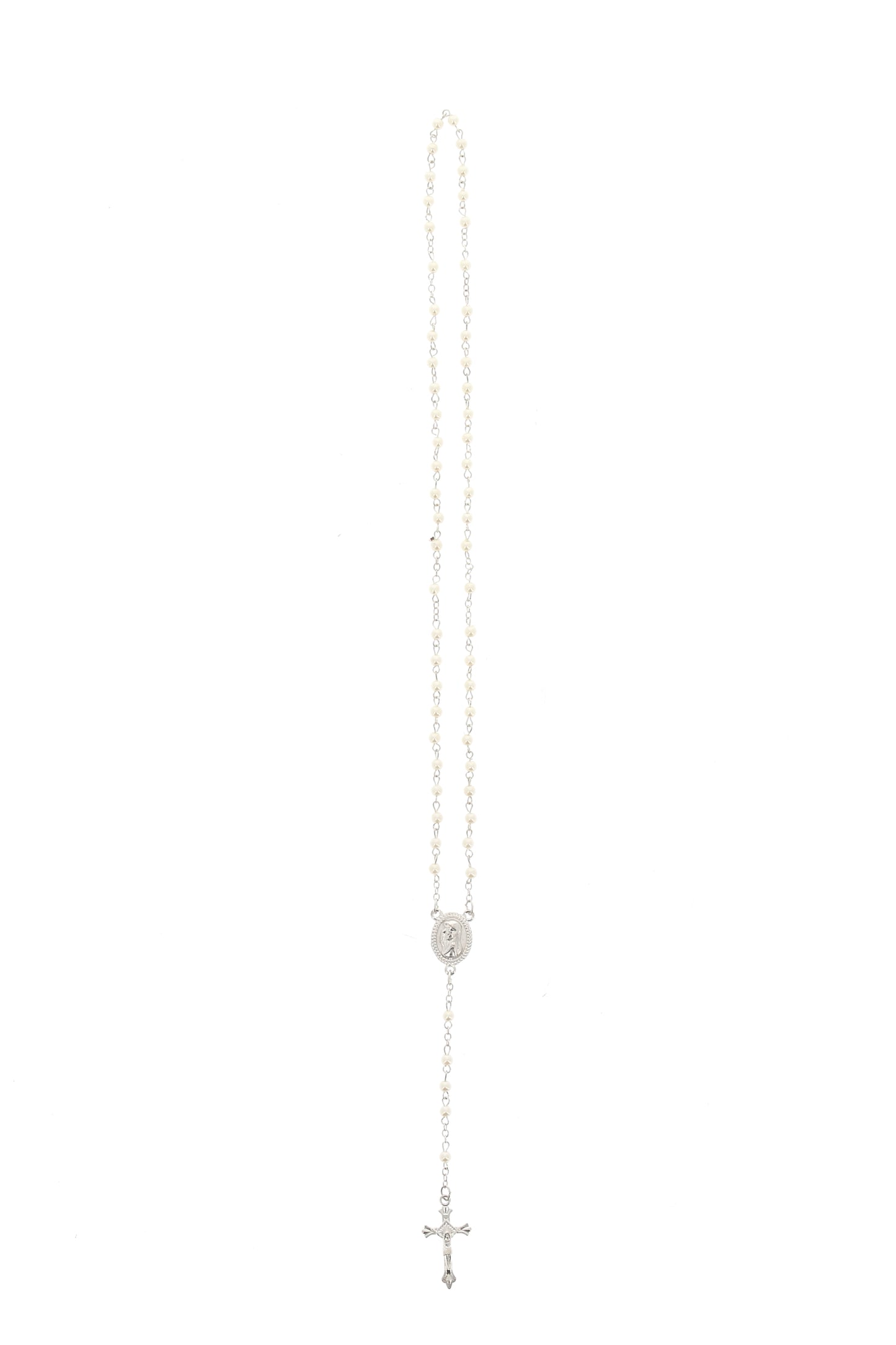 Ricordino Battesimo - Confezione con candela e corona del rosario - Bambina. Lunghezza 26 cm