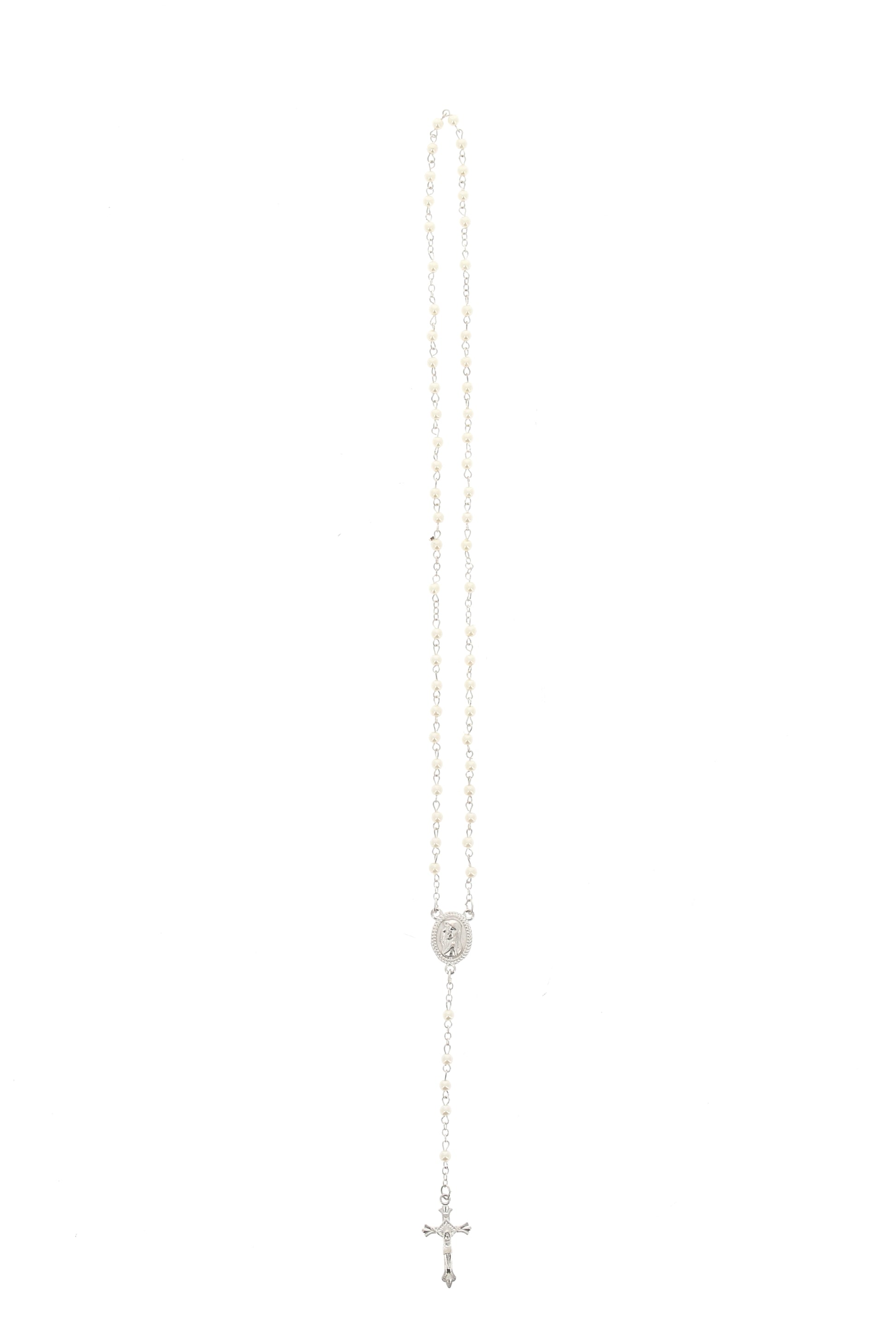 Ricordino Battesimo - Confezione con candela e corona del rosario - Bambina. Lunghezza 26 cm