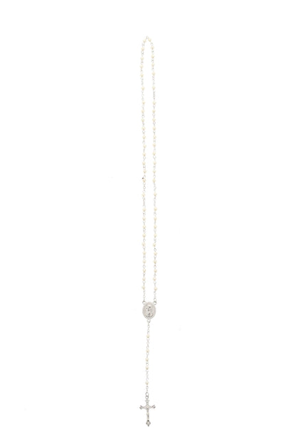 Ricordino Battesimo - Confezione con candela e corona del rosario - Bambina. Lunghezza 26 cm