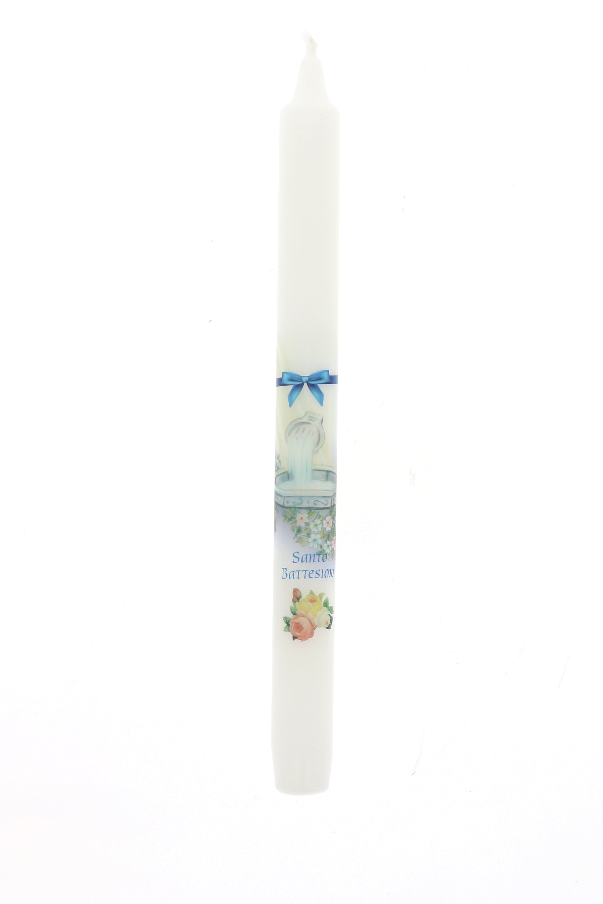 Ricordino Battesimo - Confezione con candela e corona del rosario - Bambino. Lunghezza 26 cm