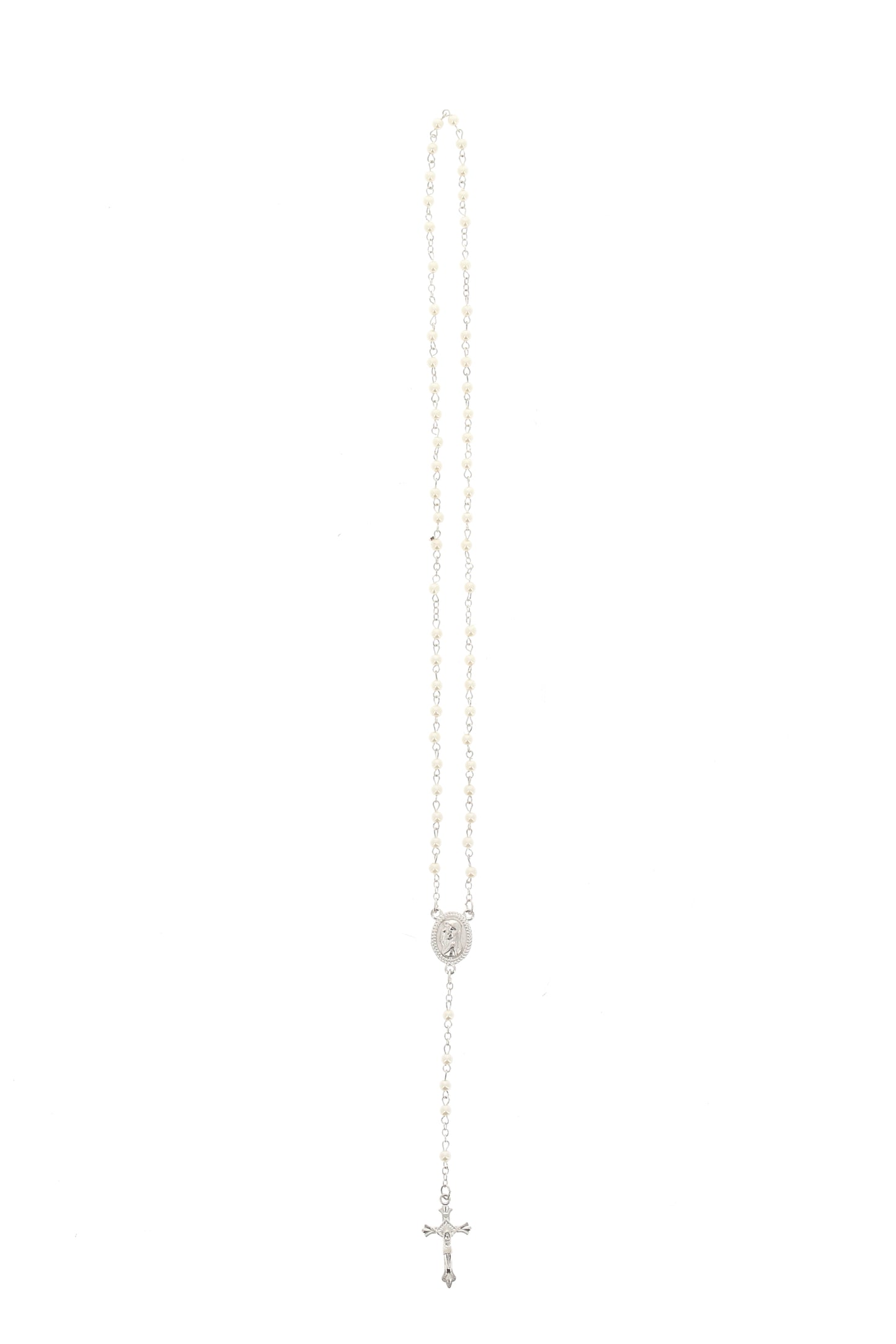 Ricordino Comunione - Confezione con candela e corona del rosario. Lunghezza 26 cm