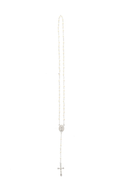 Ricordino Comunione - Confezione con candela e corona del rosario. Lunghezza 26 cm