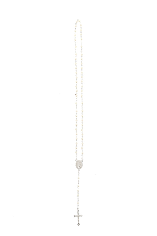Ricordino Comunione - Confezione con candela e corona del rosario. Lunghezza 26 cm
