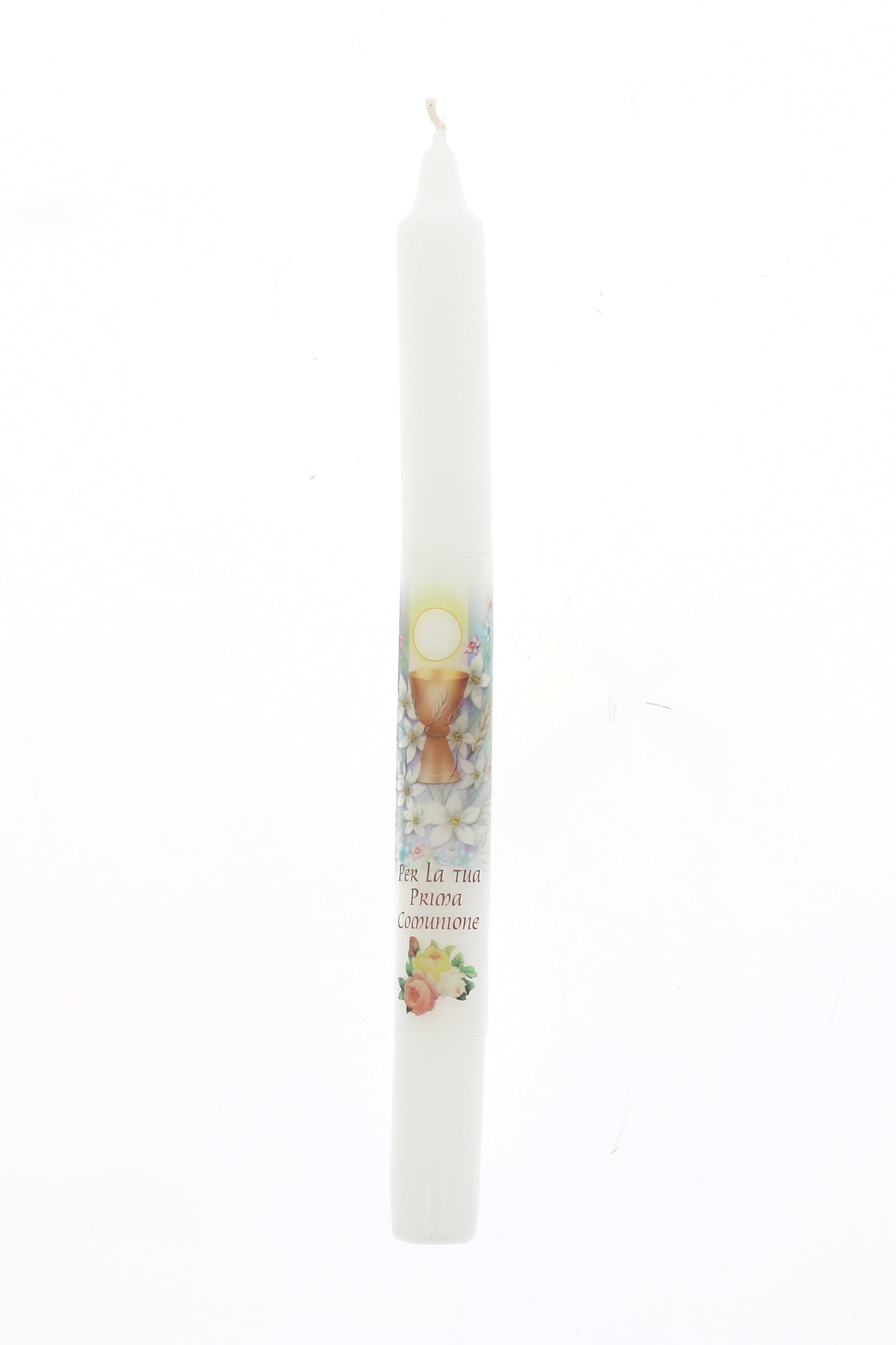Ricordino Comunione - Confezione con candela e corona del rosario. Lunghezza 26 cm