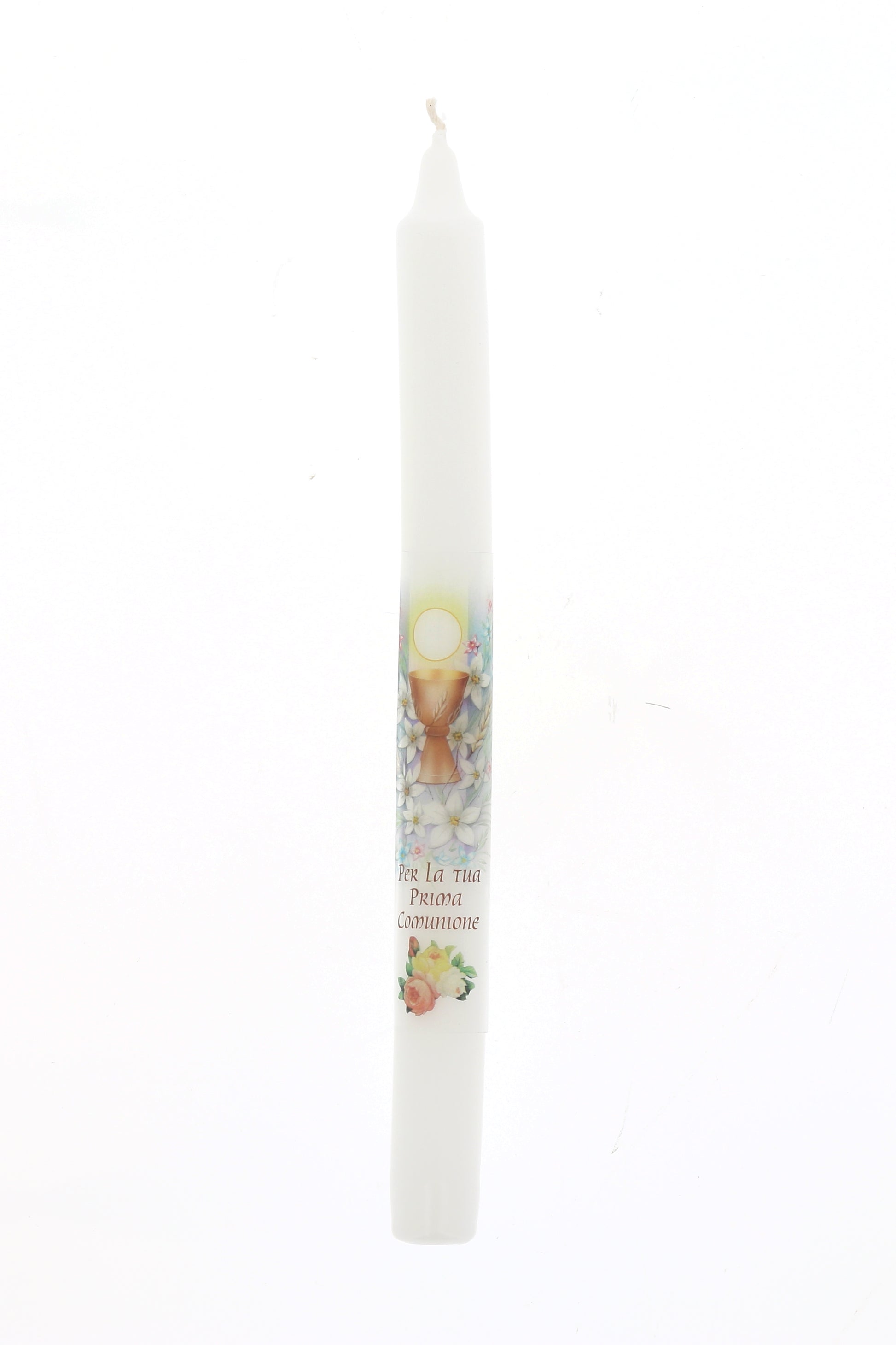 Ricordino Comunione - Confezione con candela e corona del rosario. Lunghezza 26 cm