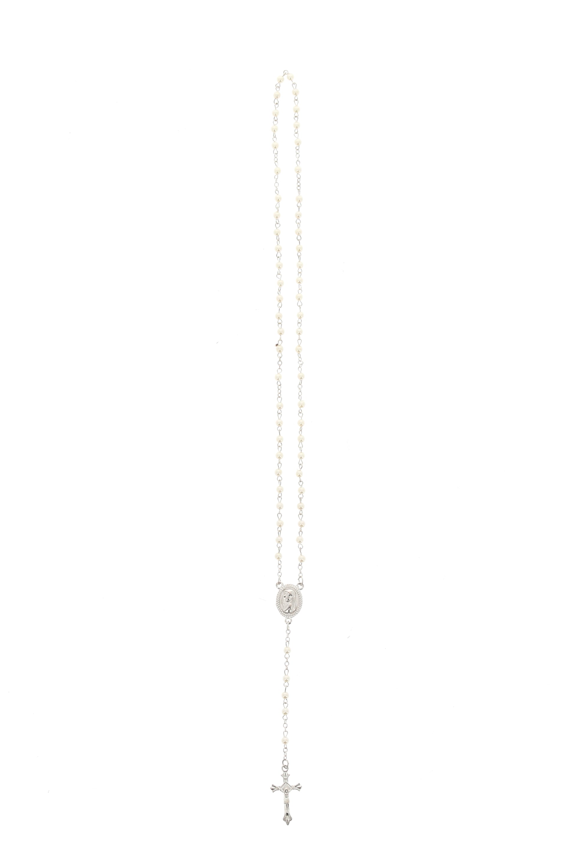 Ricordino Cresima - Confezione con candela e corona del rosario. Lunghezza 26 cm