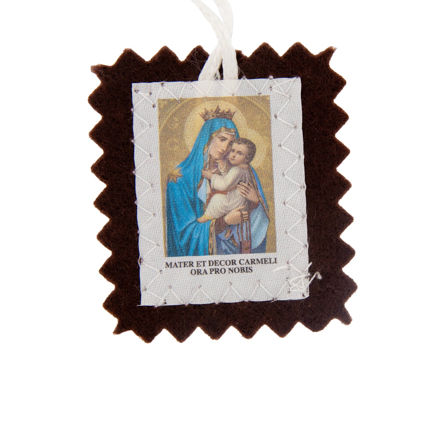 Scapolare Madonna del Carmelo. Dimensioni 4,5 x 3,5 cm