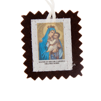 Scapolare Madonna del Carmelo. Dimensioni 4,5 x 3,5 cm