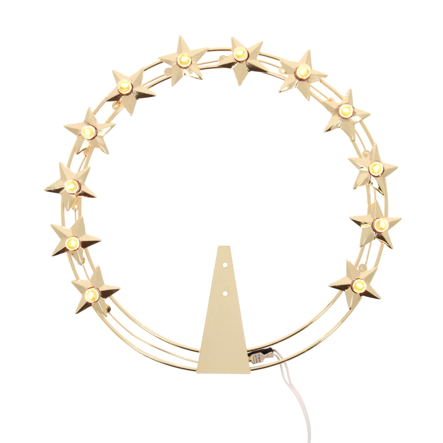 Stellario luminoso 12 stelle in ottone dorato con lampadine. Diametro cm 20