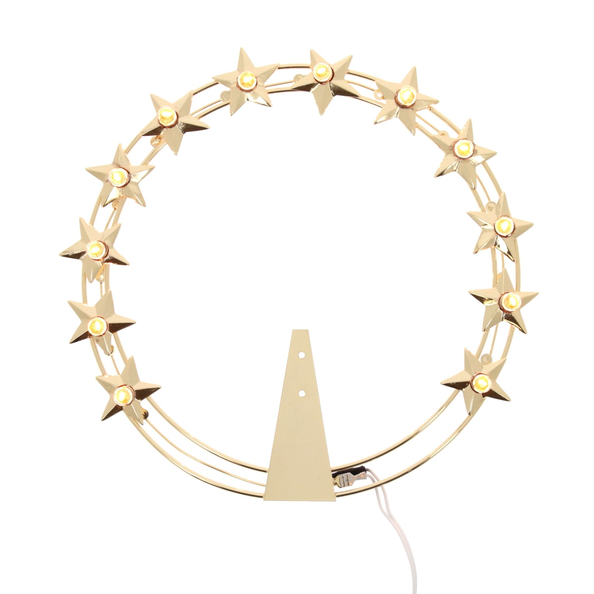 Stellario luminoso 12 stelle in ottone dorato con lampadine. Diametro cm 20