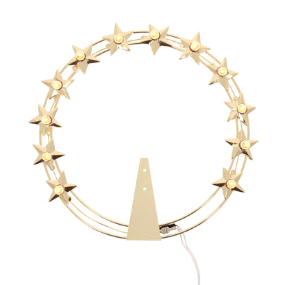 Stellario luminoso 12 stelle in ottone dorato con lampadine. Diametro cm 20