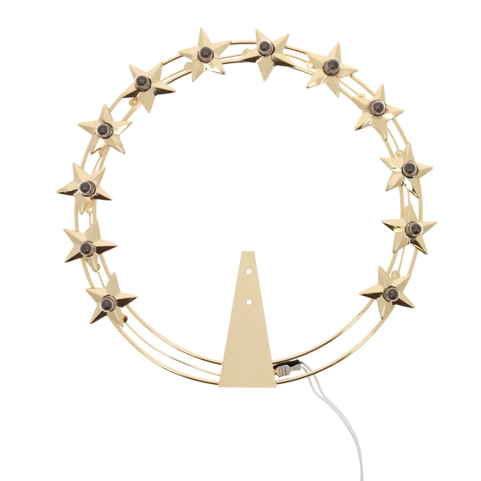 Stellario luminoso 12 stelle in ottone dorato con lampadine. Diametro cm 20