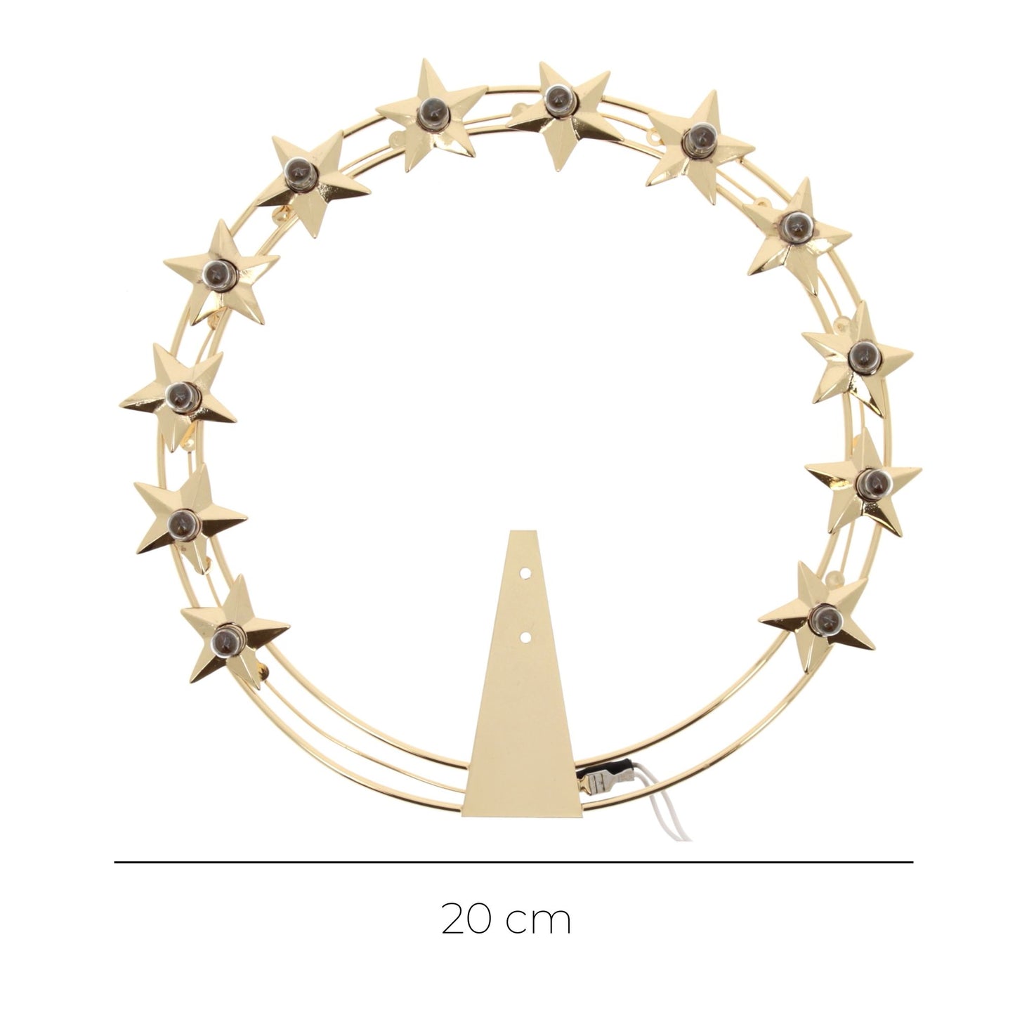 Stellario luminoso 12 stelle in ottone dorato con lampadine. Diametro cm 20