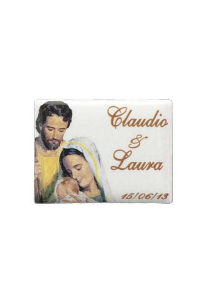 Targhetta in ceramica da personalizzare. Dimensioni 4x3 cm