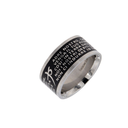 Anello con preghiera "Padre nostro" in acciaio smaltato